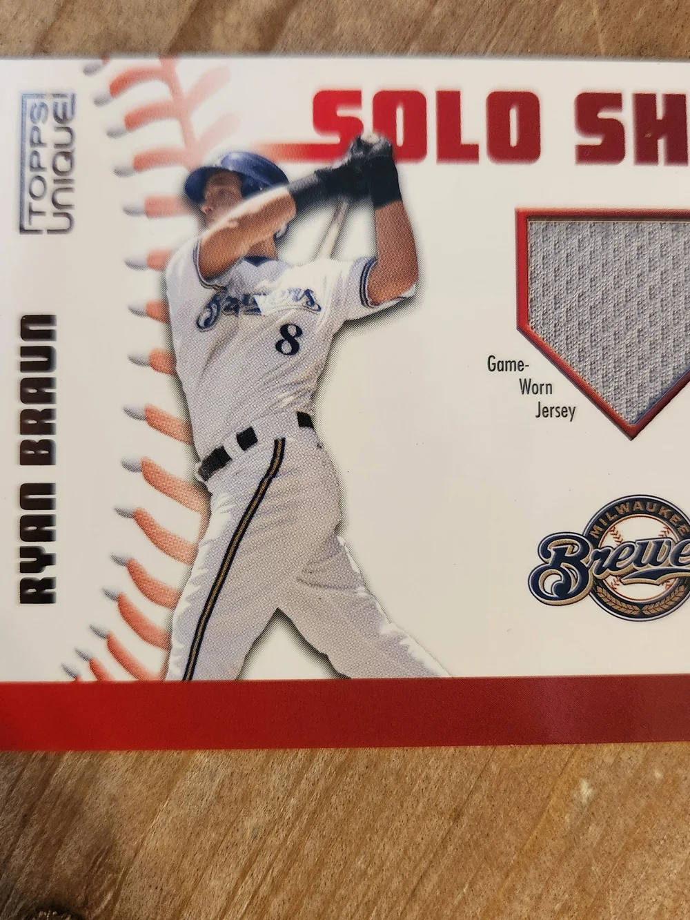 2009 Topps Unique #SSR-RB Ryan Braun Solo Shot Relics #/275 Jersey Card